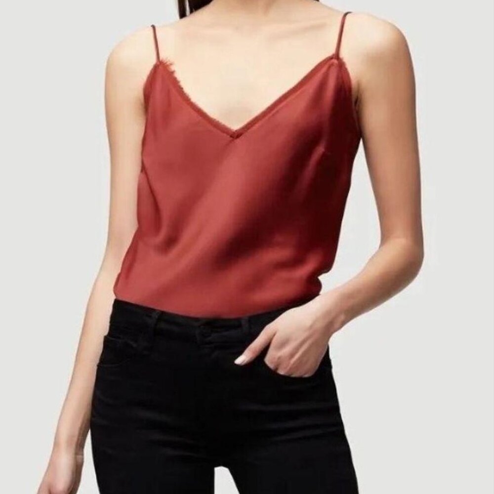 FRAME Frayed Hem Camisole in Burnt Henna